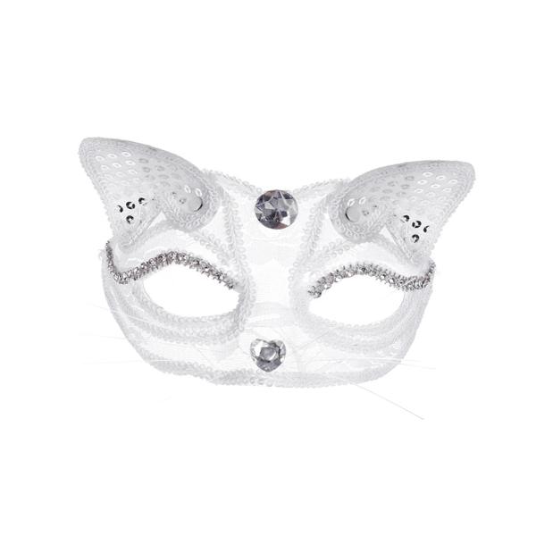 女性猫マスク動物ハーフフェイスコスプレ衣装小道具ステージパフォーマンス用ホワイト