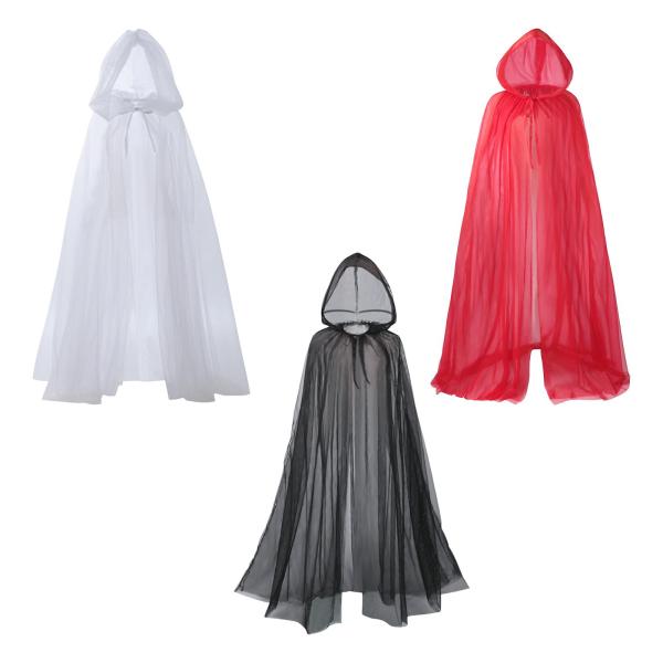 魔女ケープ ハロウィン コスチューム 大人用 フード付き ケープ マント ロールプレイ コスプレ マント ホワイト