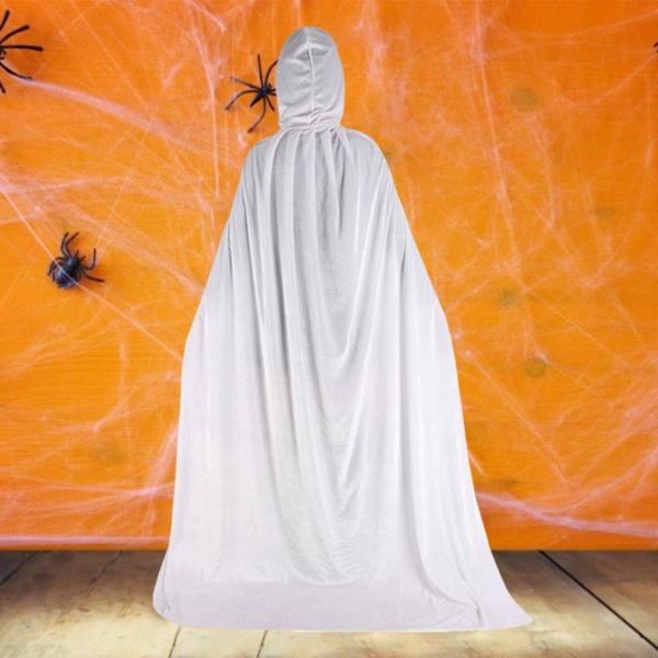 ハロウィン コスプレ ロング フード付き マント ケープ 丈夫なアクセサリー ドレスアップ パーティー用 150cm ホワイト