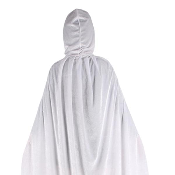 ハロウィン コスプレ ロング フード付き マント ケープ 丈夫なアクセサリー ドレスアップ パーティー用 150cm ホワイト