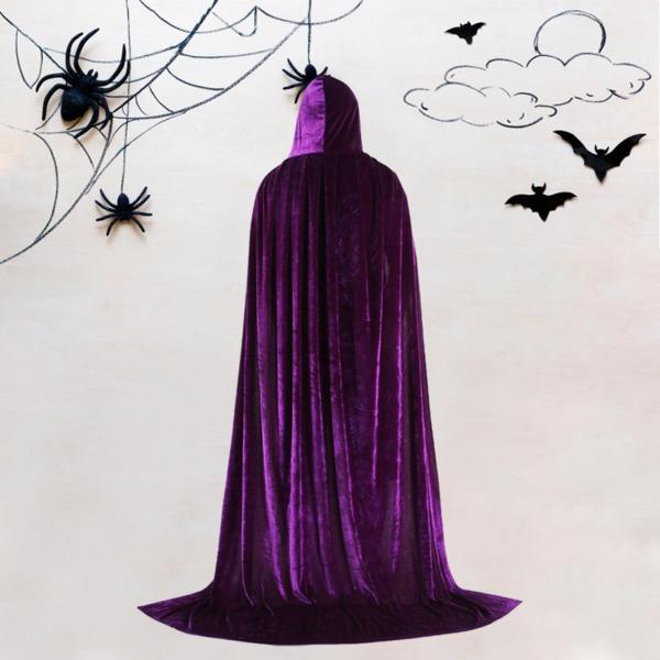 ハロウィン コスプレ ロング フード付き マント ケープ 丈夫なアクセサリー ドレスアップ パーティー用 150cm パープル