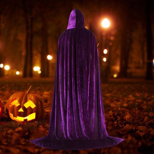 ハロウィン コスプレ ロング フード付き マント ケープ 丈夫なアクセサリー ドレスアップ パーティー用 150cm パープル