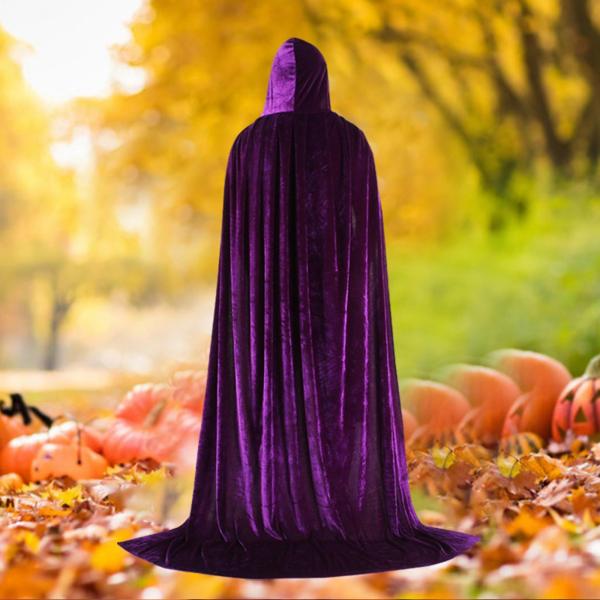 ハロウィン コスプレ ロング フード付き マント ケープ 丈夫なアクセサリー ドレスアップ パーティー用 150cm パープル