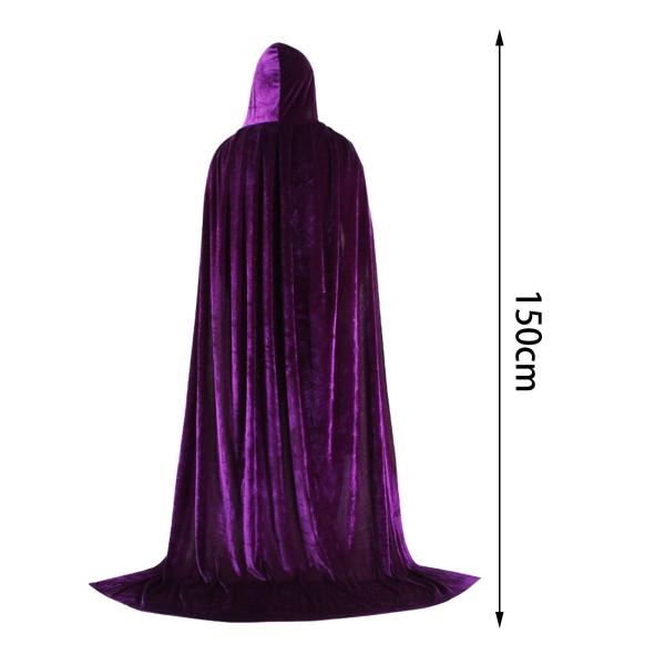 ハロウィン コスプレ ロング フード付き マント ケープ 丈夫なアクセサリー ドレスアップ パーティー用 150cm パープル