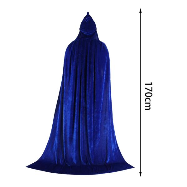 ハロウィン コスプレ ロング フード付き マント ケープ 丈夫なアクセサリー ドレスアップ パーティー用 170cm ブルー