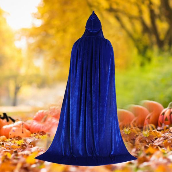 ハロウィン コスプレ ロング フード付き マント ケープ 丈夫なアクセサリー ドレスアップ パーティー用 170cm ブルー