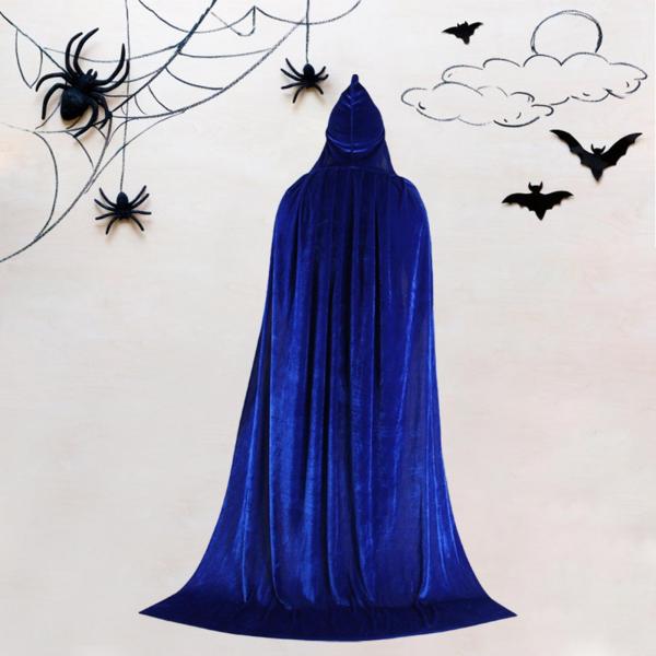 ハロウィン コスプレ ロング フード付き マント ケープ 丈夫なアクセサリー ドレスアップ パーティー用 150cm ブルー