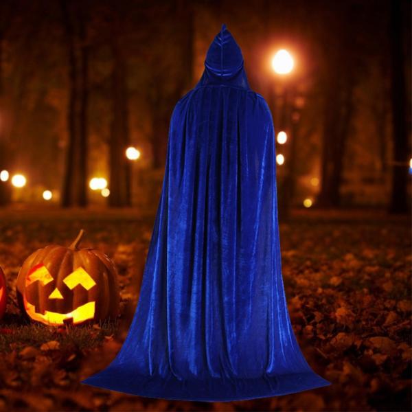 ハロウィン コスプレ ロング フード付き マント ケープ 丈夫なアクセサリー ドレスアップ パーティー用 150cm ブルー