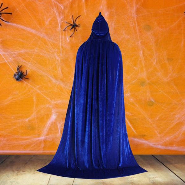 ハロウィン コスプレ ロング フード付き マント ケープ 丈夫なアクセサリー ドレスアップ パーティー用 150cm ブルー