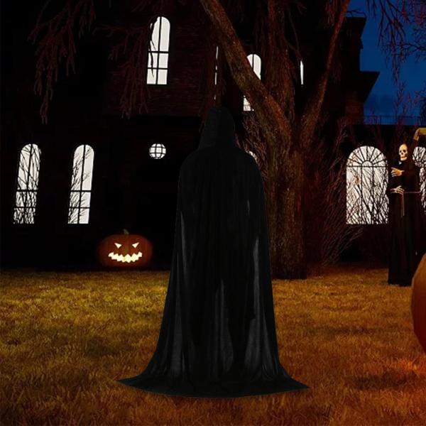 キッズ ハロウィン コスプレ ロング フード付き マント ケープ アクセサリー 小道具写真撮影用 130cm ブラック