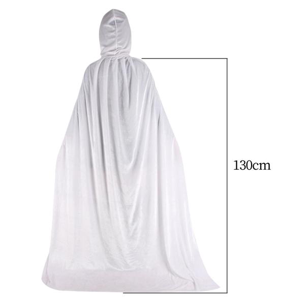 キッズ ハロウィン コスプレ ロング フード付き マント ケープ アクセサリー 小道具写真撮影用 130cm ホワイト
