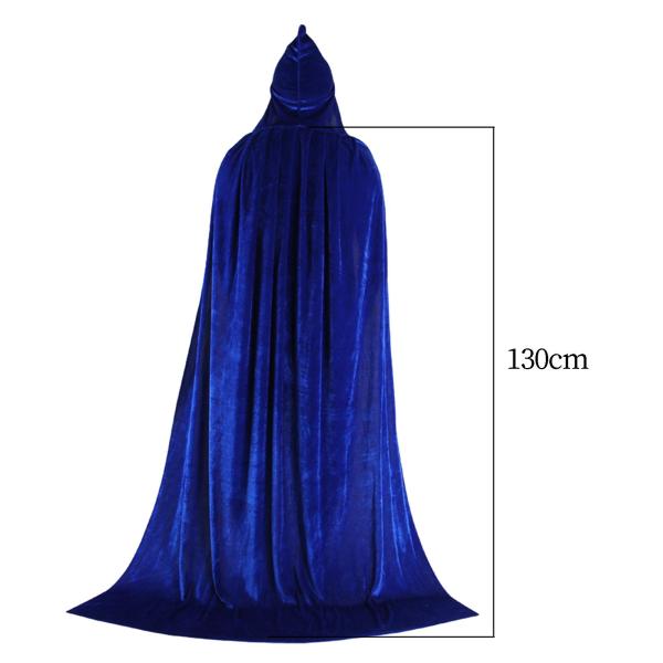 キッズ ハロウィン コスプレ ロング フード付き マント ケープ アクセサリー 小道具写真撮影用 130cm ブルー