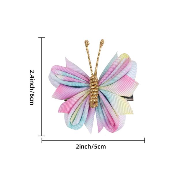 2 個蝶ヘアクリップポニーテールかわいいヘアピン結婚式のギフト誕生日ネジブルーピンク