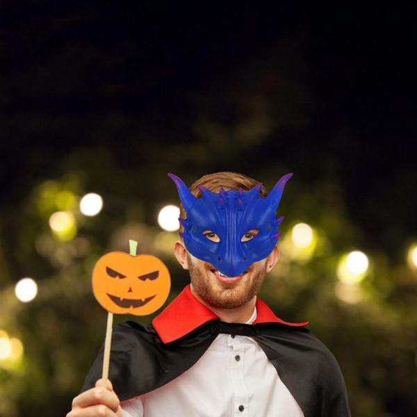 キッズ ドラゴン マスク コスプレ コスチューム パーティーの好意用 ハロウィン ステージ パフォーマンス ブルー