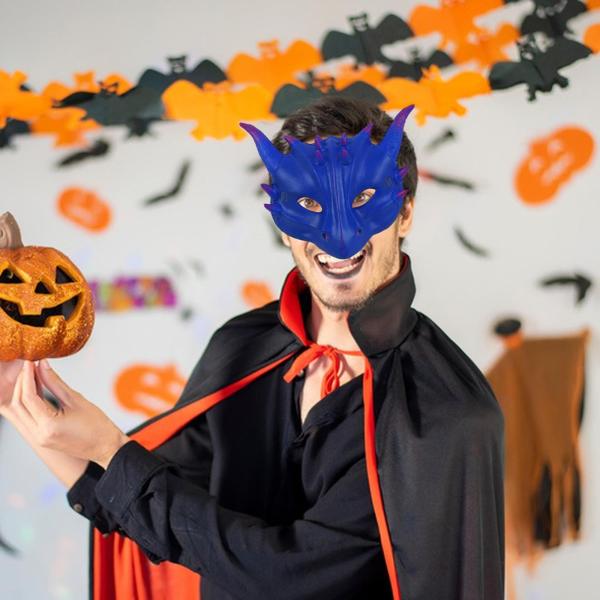キッズ ドラゴン マスク コスプレ コスチューム パーティーの好意用 ハロウィン ステージ パフォーマンス ブルー