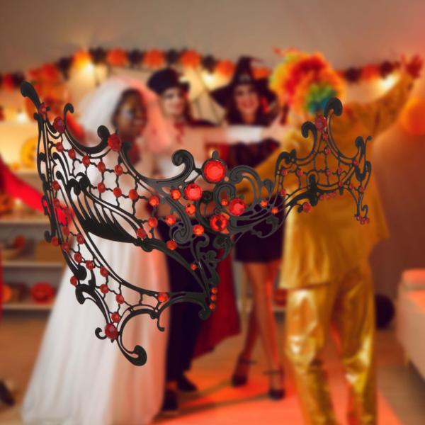 仮面舞踏会マスク アイマスク ハーフフェイスマスク フェスティバル カーニバル ハロウィン用 赤