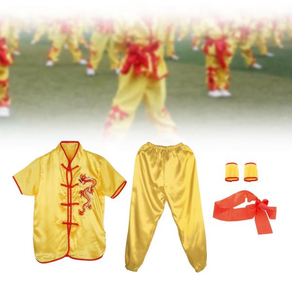中国の伝統的な武術衣装アパレル大人子供女性男の子女の子イエロー 110