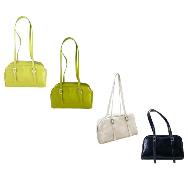 女性 PU レザーショルダーバッグトートバッグハンドバッグアウトドアレディースショルダー財布イエロー