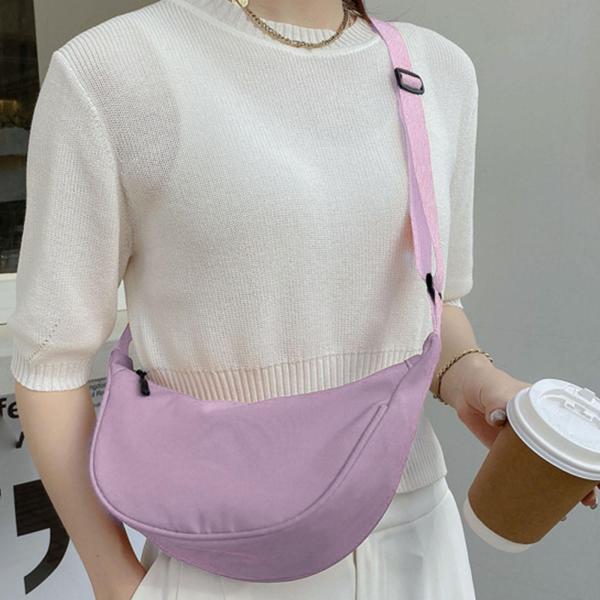 クロスボディ三日月バッグファッショナブルなナイロンホーボー女性のためのハンドバッグショルダーバッグバイオレット