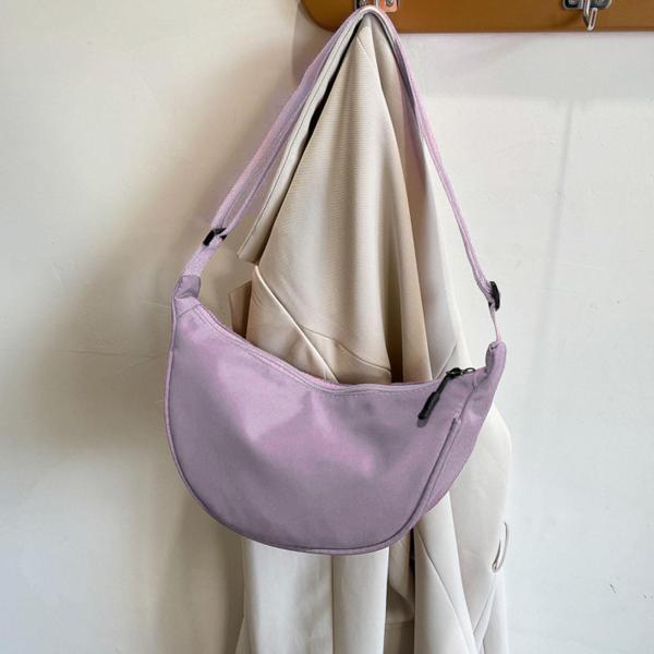 クロスボディ三日月バッグファッショナブルなナイロンホーボー女性のためのハンドバッグショルダーバッグバイオレット