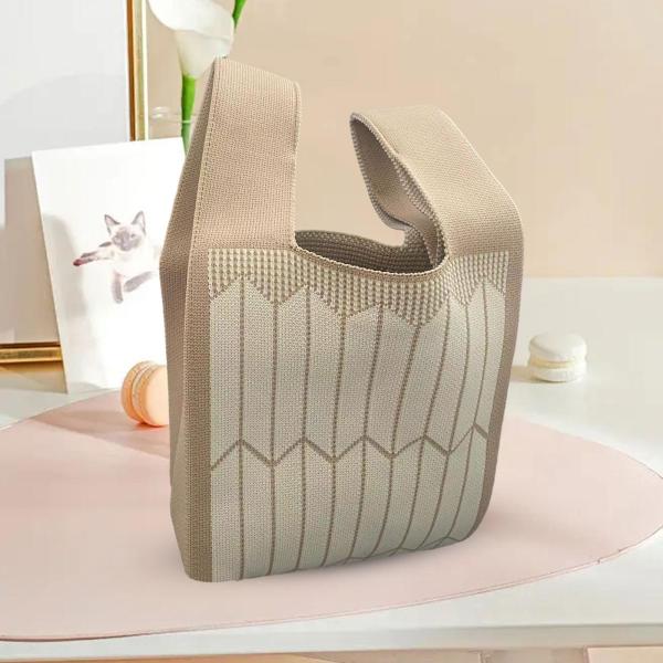 レディース ニット トート バッグ ポーチ トレンディ レディー ショルダー バッグ 屋外作業用 冬 カーキ