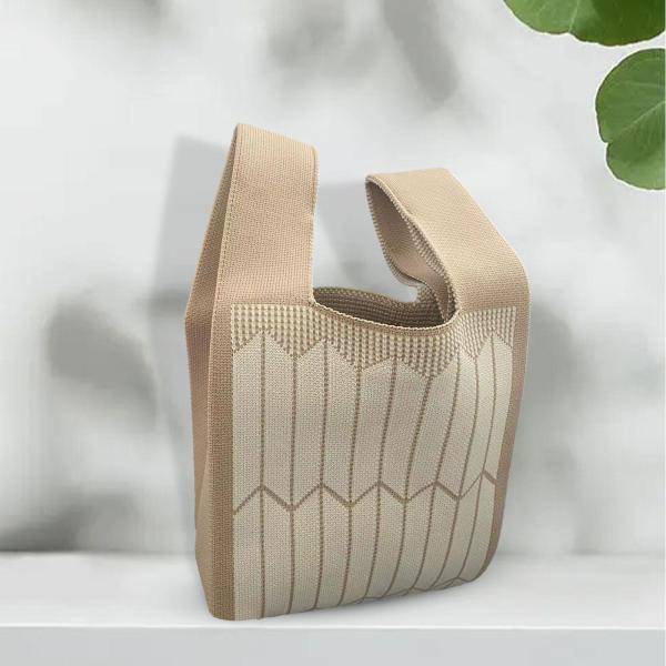 レディース ニット トート バッグ ポーチ トレンディ レディー ショルダー バッグ 屋外作業用 冬 カーキ