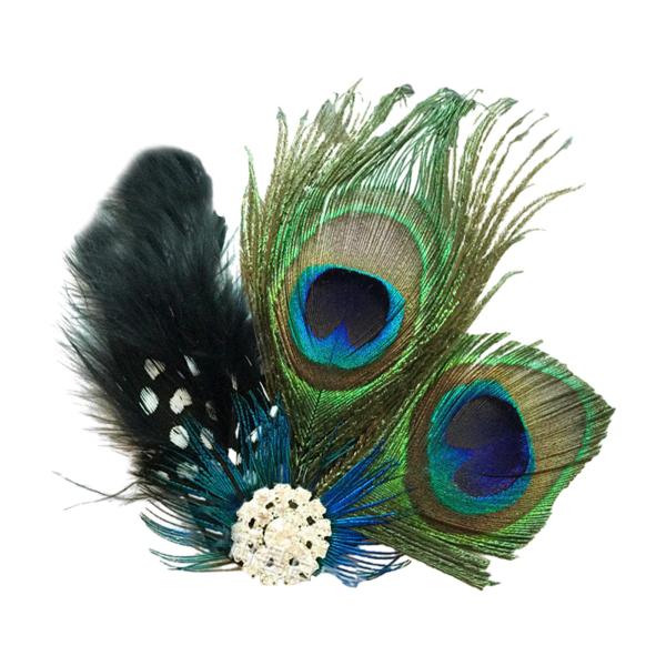 女性フェザーヘアクリップ、頭飾りフラッパーかぶとヘアピン装飾ヘアピン帽子カクテル、パーティー、フェスティバル用