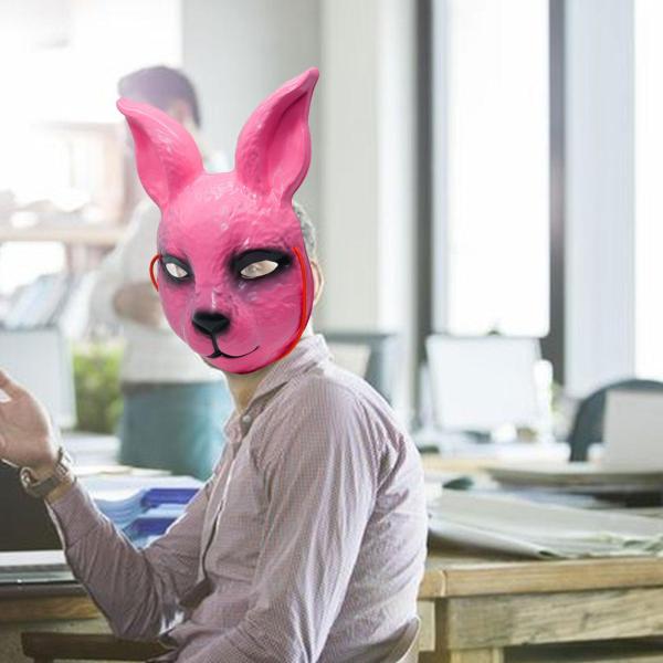 うさぎ コスプレマスク ハーフフェイスマスク ノベルティ ハロウィン 仮装マスク うさぎ頭マスク ショー用 動物マスク カーニバル , ピンク