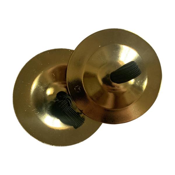 2 個のフィンガー シンバル子供のおもちゃの打楽器ミニ マーチング シンバル ゴールド