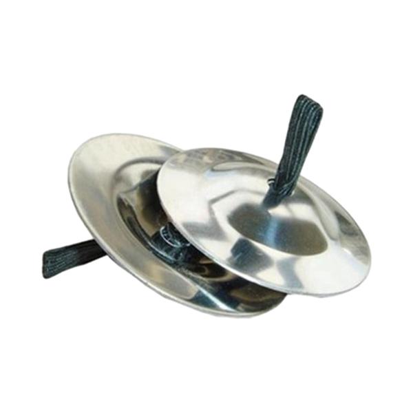 2 個のフィンガー シンバル子供のおもちゃの打楽器ミニ マーチング シンバル シルバー