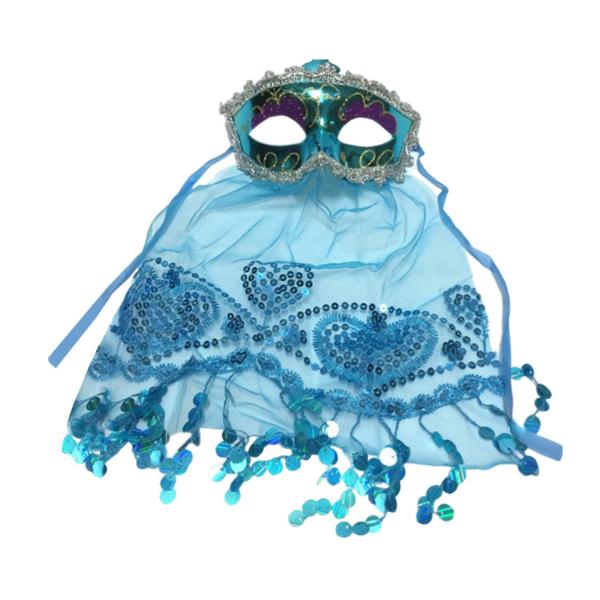女性用ベリーダンスフェイスベール マルディグラマスク ロールプレイ用 ドレスアップ ホリデー ブルー