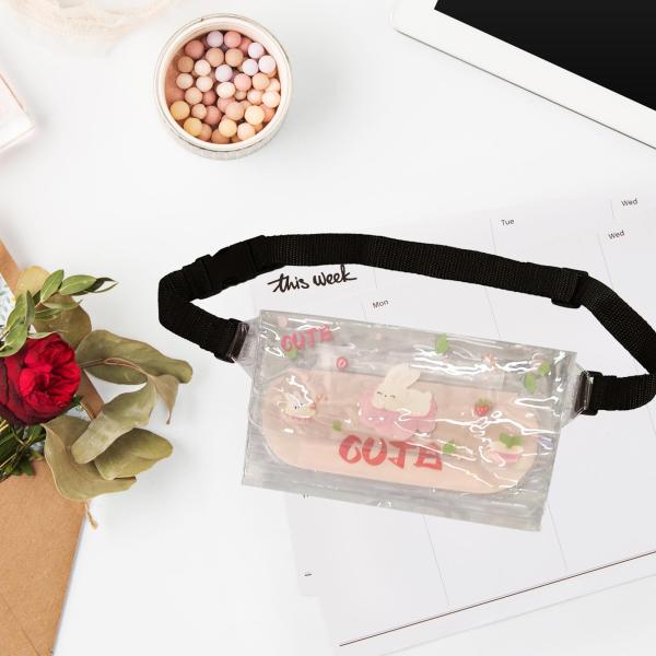 防水ファニーパック クリア防水バッグ 調節可能なストラップ 防水ポーチ ピンク