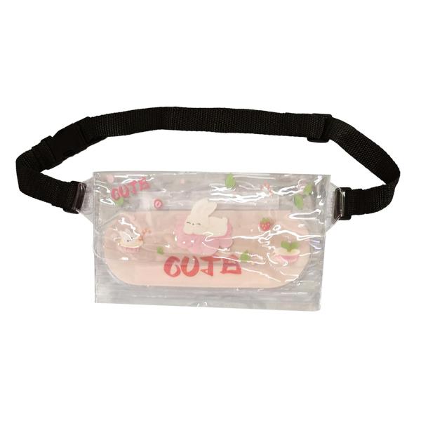 防水ファニーパック クリア防水バッグ 調節可能なストラップ 防水ポーチ ピンク