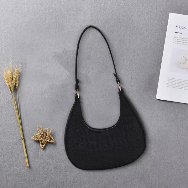 女性用脇下バッグ カジュアル ジッパー付き サッチェル 女性用 ソフト 財布 ショルダーバッグ ブラック