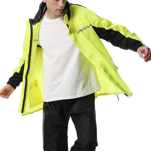 レインスーツ 防水 バックパックスペース付き レインスーツ メンズ レディース レインパンツ XXL イエロー