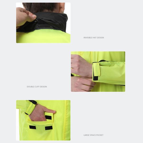 レインスーツ 防水 バックパックスペース付き レインスーツ メンズ レディース レインパンツ XXL イエロー
