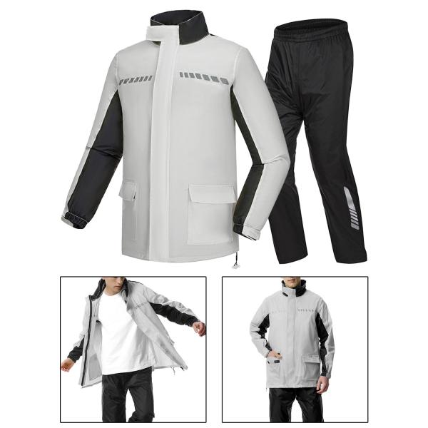 レインスーツ 防水 バックパックスペース付き レインスーツ メンズ レディース レインパンツ XXXL グレー