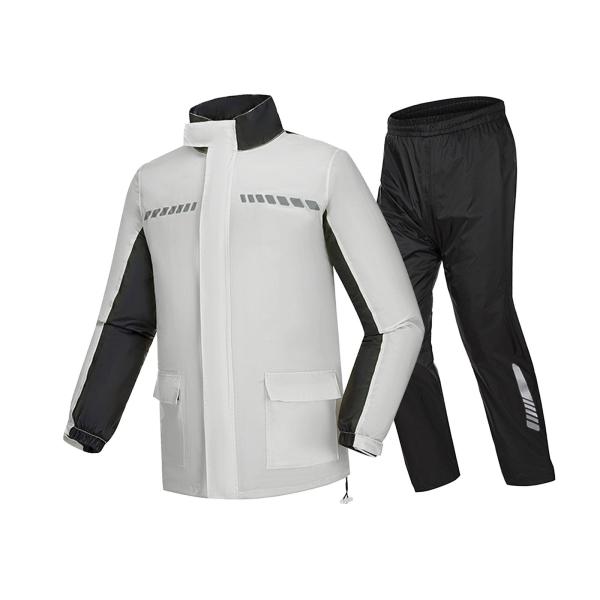 レインスーツ 防水 バックパックスペース付き レインスーツ メンズ レディース レインパンツ XXXL グレー