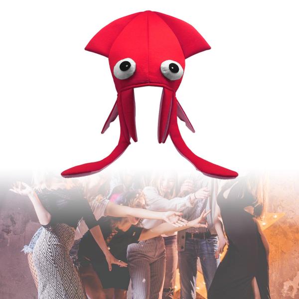 イカ帽子おもちゃ面白いパーティーハットハロウィンパーティーステージパフォーマンスフェスティバルピンク