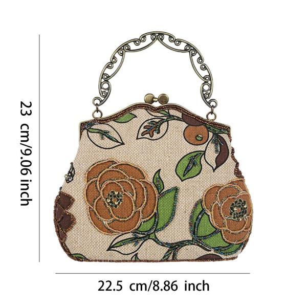 ハンドメイドビーズ刺繍バッグ 女性用 感謝祭 通勤 誕生日プレゼント イエロー