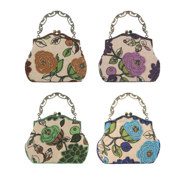 ハンドメイドビーズ刺繍バッグ 女性用 感謝祭 通勤 誕生日プレゼント イエロー