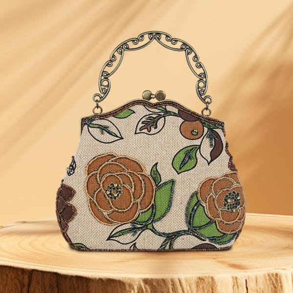 ハンドメイドビーズ刺繍バッグ 女性用 感謝祭 通勤 誕生日プレゼント イエロー