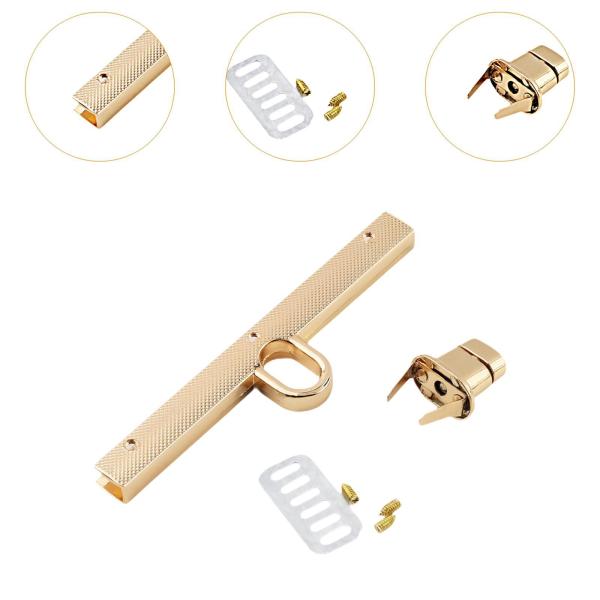 ターンロック留め金セット ツイスト留め金 レザークラフト ショルダーバッグ バッグ用 ゴールド
