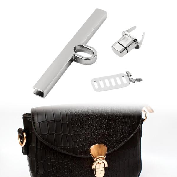 ターンロック留め金セット ツイスト留め金 レザークラフト ショルダーバッグ バッグ用 シルバー