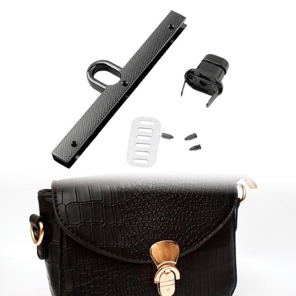 ターンロック留め金セット ツイスト留め金 レザークラフト ショルダーバッグ バッグ用 ブラック