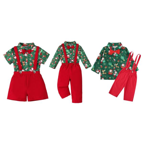 蝶ネクタイ付き紳士服 子供用クリスマス衣装 子ども用フェスティバル 半袖クリップ