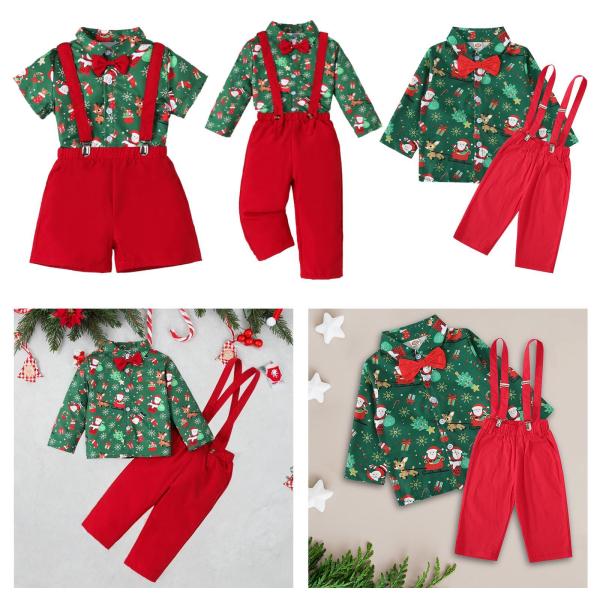 蝶ネクタイ付き紳士服 子供用クリスマス衣装 子ども用フェスティバル 半袖クリップ