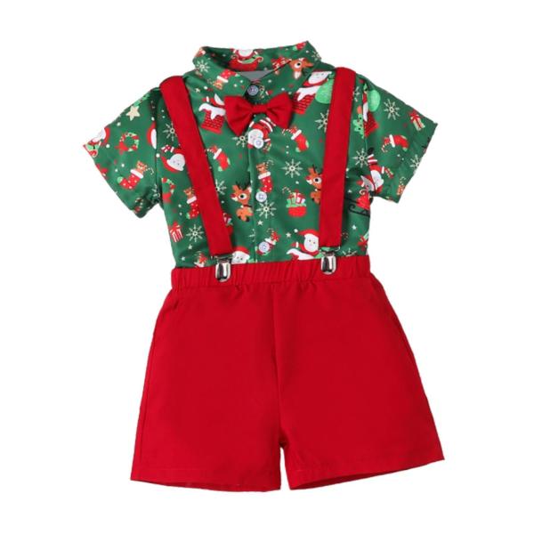 蝶ネクタイ付き紳士服 子供用クリスマス衣装 子ども用フェスティバル 半袖クリップ