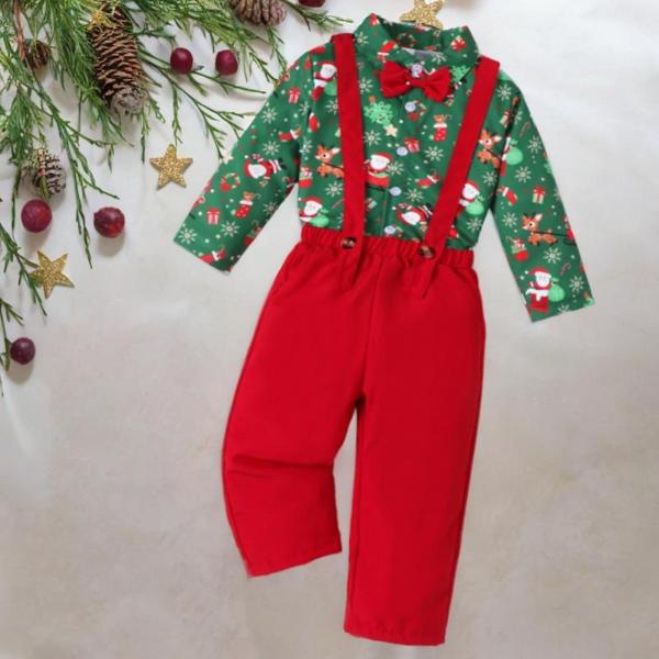 蝶ネクタイ付き紳士服 子供用クリスマス衣装 子供の祭り 長袖ボタン