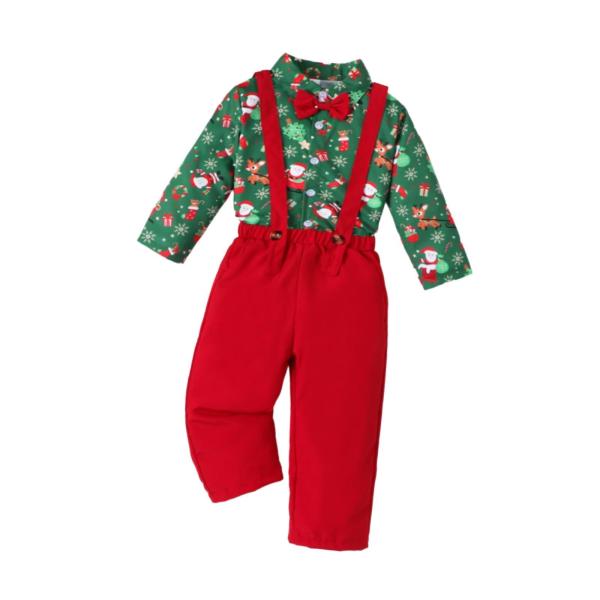 蝶ネクタイ付き紳士服 子供用クリスマス衣装 子供の祭り 長袖ボタン